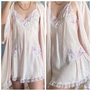 Rare Vintage Christian Dior Slip Dress Nightie Nightgown Lace Satin